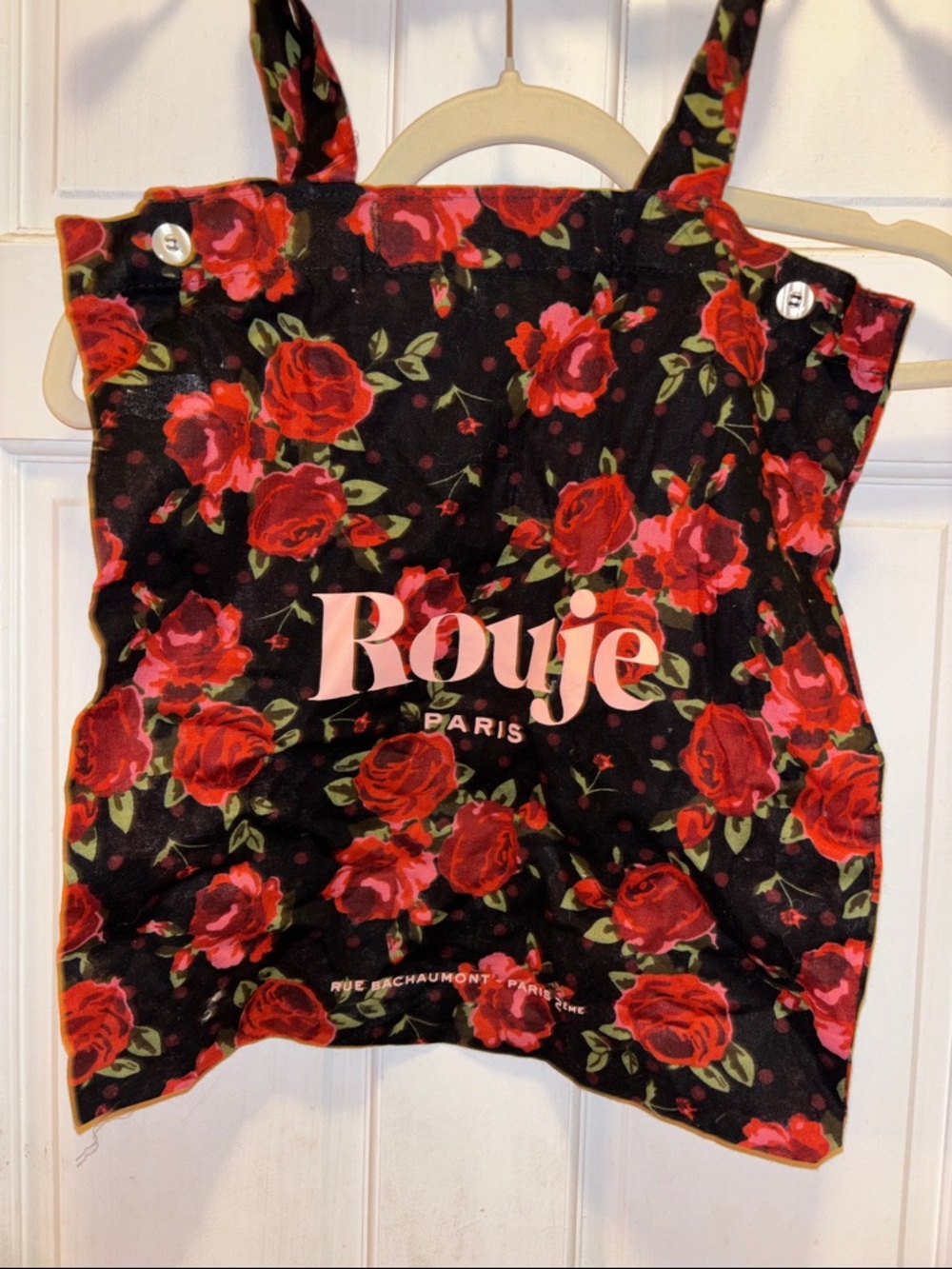 Rouje Black Tote with Red Rose Print